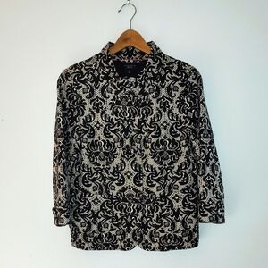 Talbot's Blazer Jacket Size 6 Damask Office Whimsigoth Fall Winter Academia